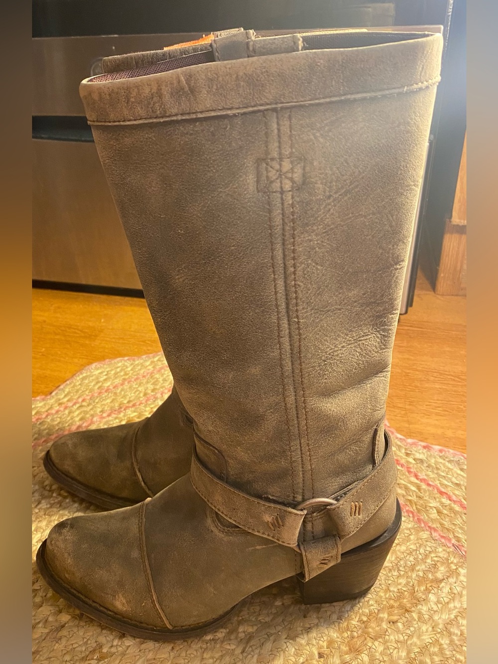 Durango Philly Harness Tall Leather Motorcycle Boots Dark Grey 6M